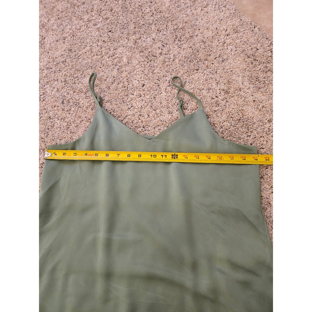 JJXX Sage Green Satin Midi Slip Dress V-Neck Adjustable Straps Size L - Picture 6 of 11